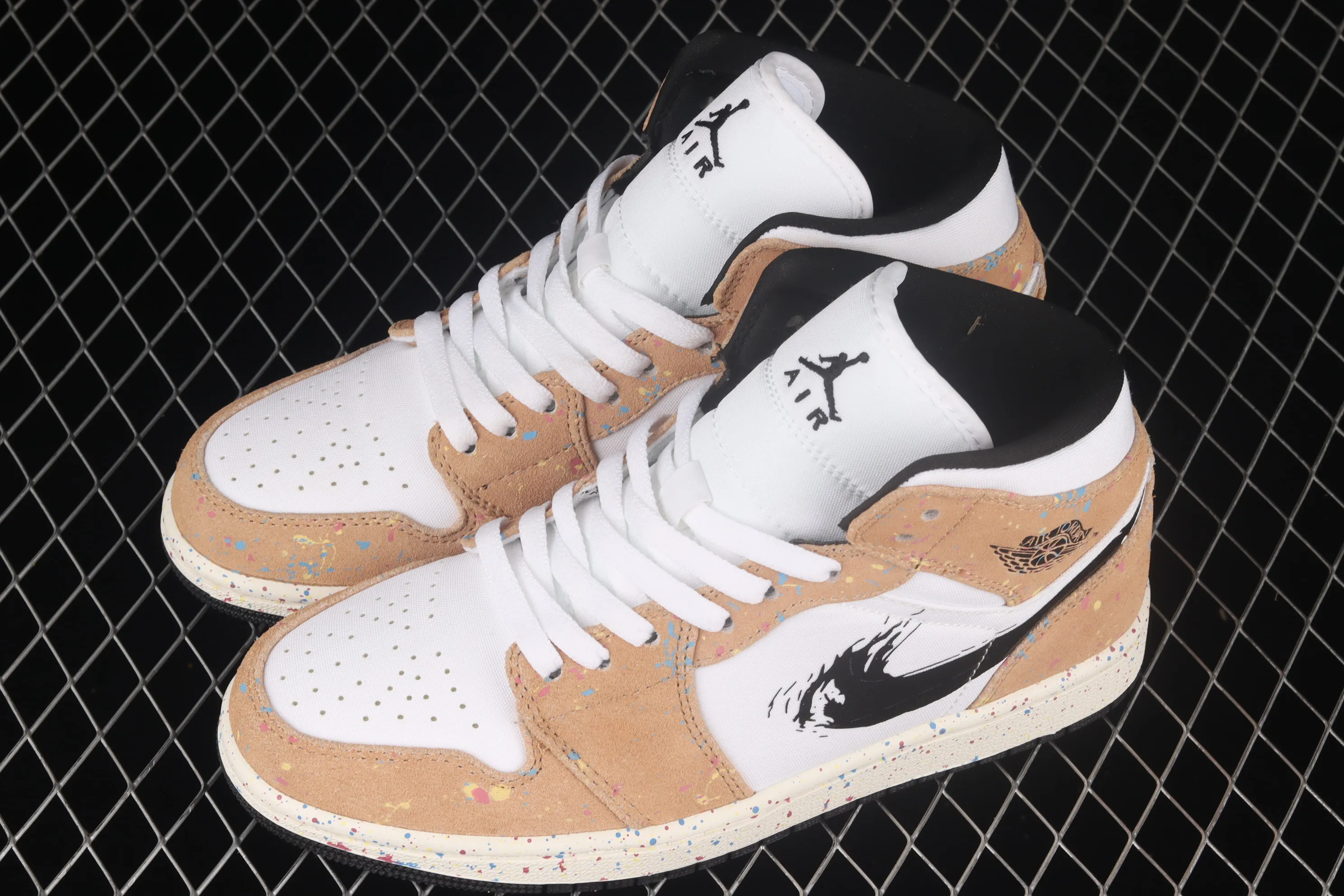 All categories Air Jordan Jordan series basketball shoes Air Jordan 1 Mid Air Jordan 1 Mid AJ1 Joe 1 watercolor ink fluorescent Zhongbang basketball shoes DA8005-100
